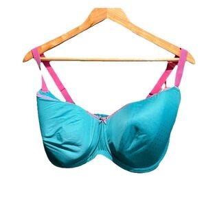 Cleo by Panache Teal Polka Dot Maddie Spot Women's Bra Size 36K